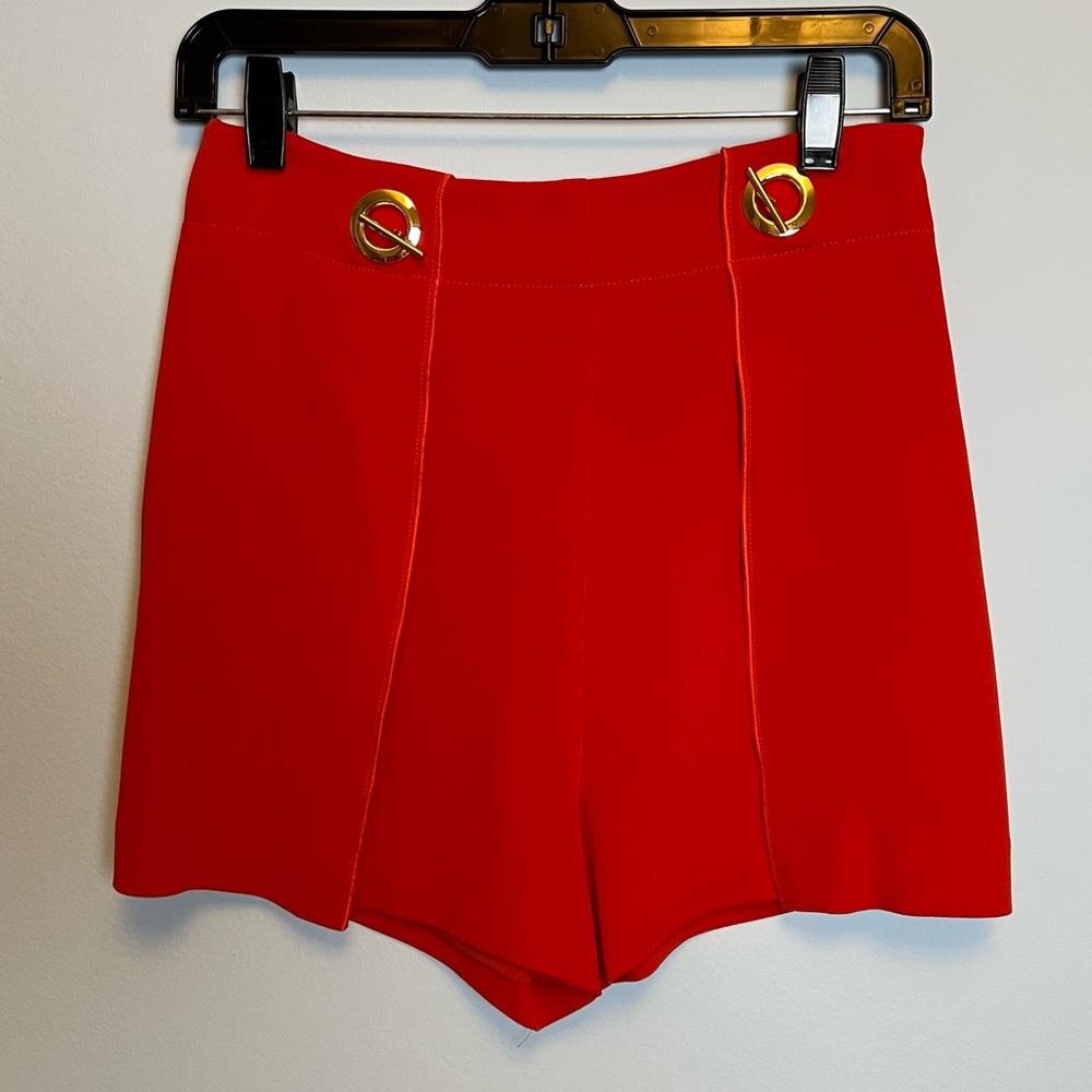 Derek Lam 10 Crosby red shorts with gold detail